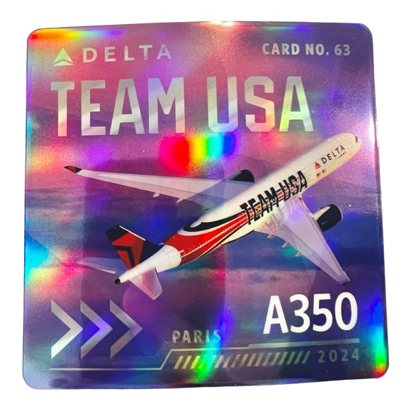 Delta Air Lines Trading Cards 2024 Olympic Edition Team USA Paris A350 No. 63 - Picture 1 of 6
